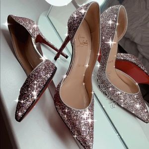 Christian Louboutin Iriza Glitter Purple Heels Red Bottoms